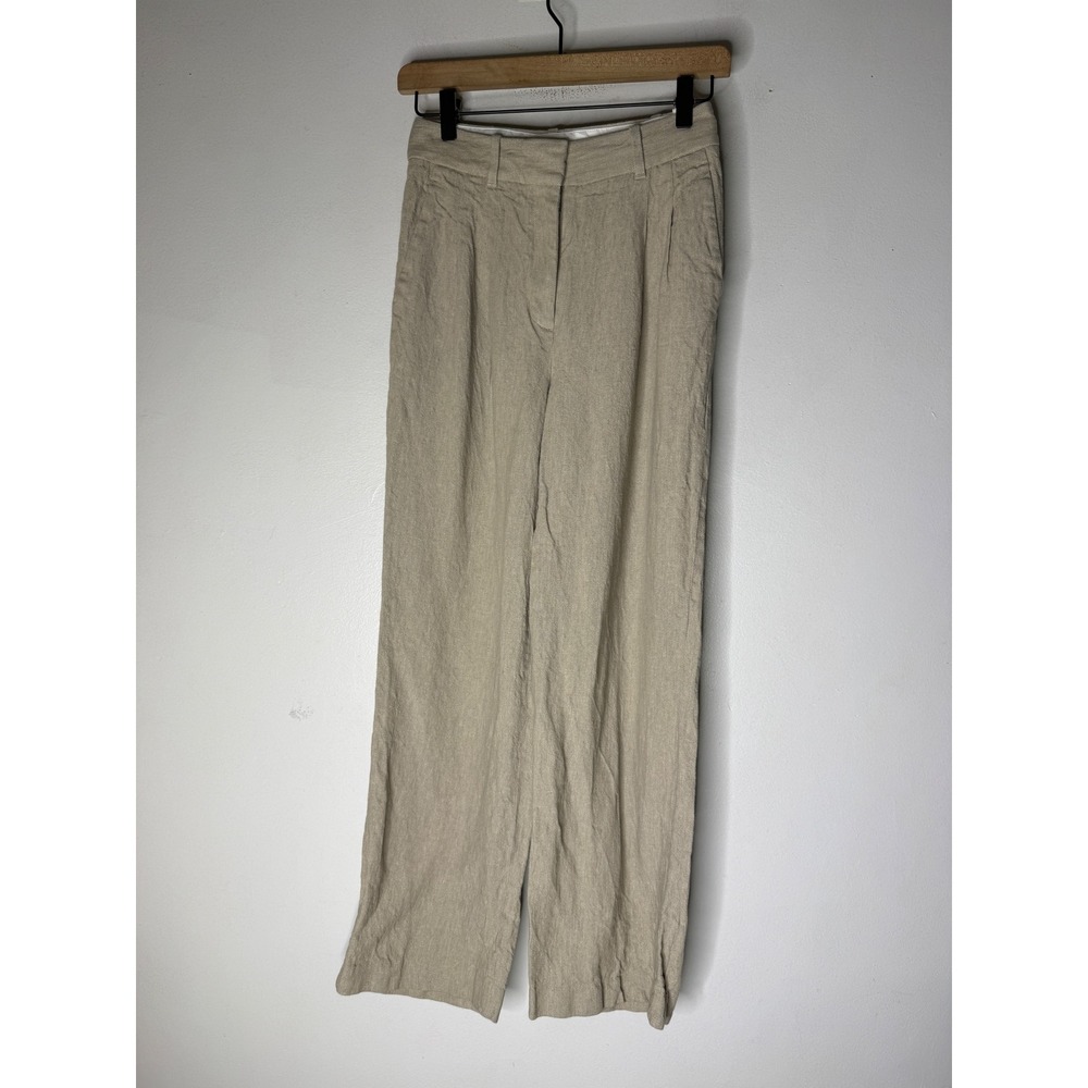 Aritzia effortless Linen Blend Wide Leg Trousers Beige Size 0 Regular
